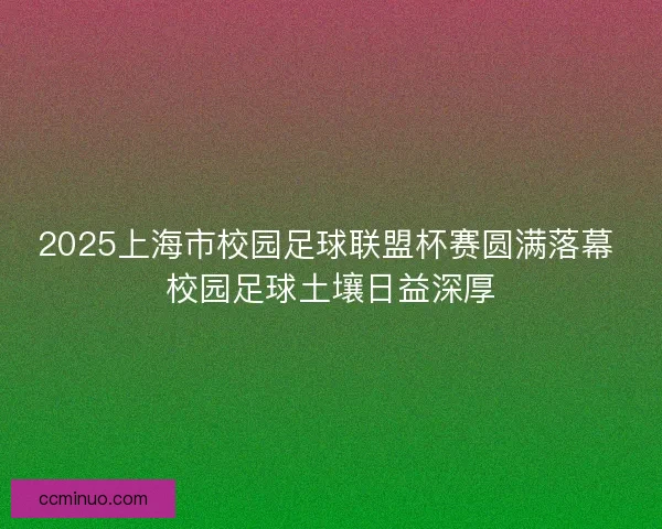 2025上海市校园足球联盟杯赛圆满落幕 校园足球土壤日益深厚