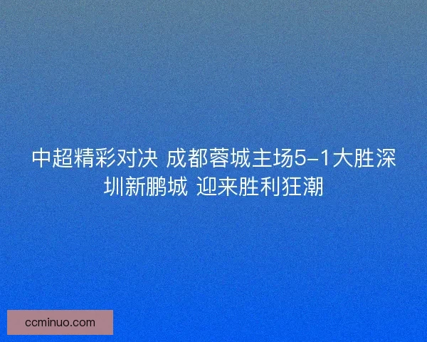 中超精彩对决 成都蓉城主场5-1大胜深圳新鹏城 迎来胜利狂潮