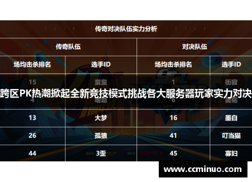 跨区PK热潮掀起全新竞技模式挑战各大服务器玩家实力对决